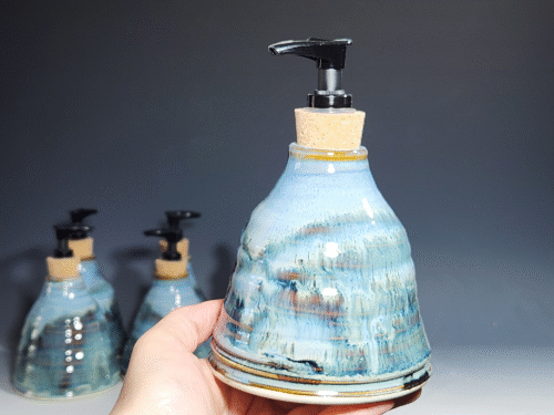 Hand Thrown Pottery Liquid Soap Dispenser, Handmade Bathroom Ceramic Soap Holder, Rustic Hand Soap Pump, Dish Soap, Each - Image 6