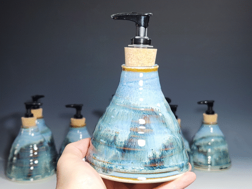 Hand Thrown Pottery Liquid Soap Dispenser, Handmade Bathroom Ceramic Soap Holder, Rustic Hand Soap Pump, Dish Soap, Each - Image 4