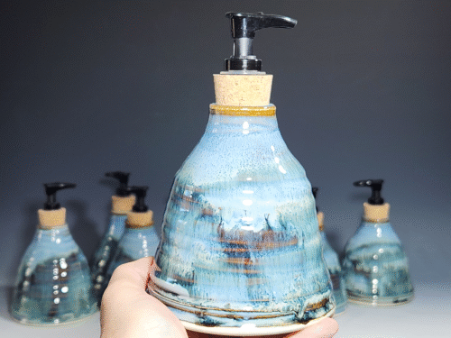 Hand Thrown Pottery Liquid Soap Dispenser, Handmade Bathroom Ceramic Soap Holder, Rustic Hand Soap Pump, Dish Soap, Each - Image 3