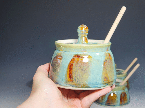 Handmade Pottery Lidded Honey Jar - Image 6
