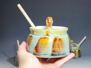 Handmade Pottery Lidded Honey Jar