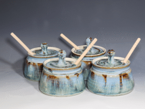 Hand-thrown Pottery Lidded Honey Jar