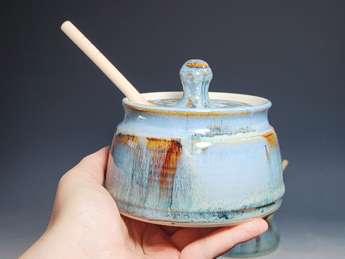 Hand-thrown Pottery Lidded Honey Jar - Image 2