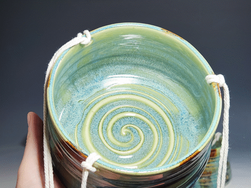 Hand-thrown Pottery Hanging Planter - Image 4