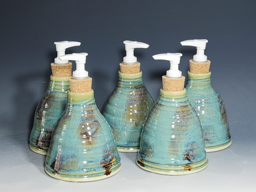 Hand Thrown Pottery Liquid Soap Dispenser, Handmade Bathroom Ceramic Soap Holder, Rustic Hand Soap Pump, Dish Soap, Each - Image 2