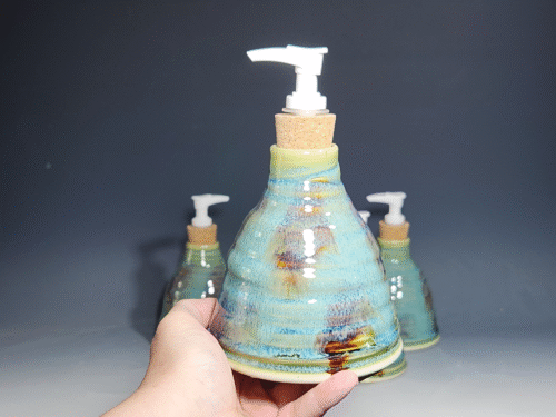 Hand Thrown Pottery Liquid Soap Dispenser, Handmade Bathroom Ceramic Soap Holder, Rustic Hand Soap Pump, Dish Soap, Each - Image 8