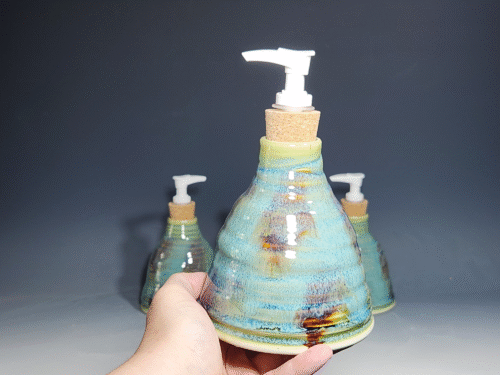 Hand Thrown Pottery Liquid Soap Dispenser, Handmade Bathroom Ceramic Soap Holder, Rustic Hand Soap Pump, Dish Soap, Each - Image 7