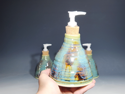 Hand Thrown Pottery Liquid Soap Dispenser, Handmade Bathroom Ceramic Soap Holder, Rustic Hand Soap Pump, Dish Soap, Each - Image 6