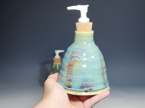 Hand Thrown Pottery Liquid Soap Dispenser, Handmade Bathroom Ceramic Soap Holder, Rustic Hand Soap Pump, Dish Soap, Each - Image 5