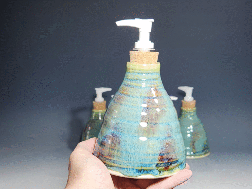Hand Thrown Pottery Liquid Soap Dispenser, Handmade Bathroom Ceramic Soap Holder, Rustic Hand Soap Pump, Dish Soap, Each - Image 4