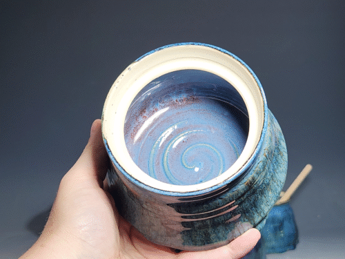 Hand-thrown Pottery Lidded Honey Jar, Ceramic Sugar Bowl, Rustic, Handmade Honey Pot With Dipper, Wheel Thrown, Each - Image 6
