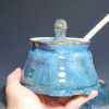 Hand-thrown Pottery Lidded Honey Jar, Ceramic Sugar Bowl, Rustic, Handmade Honey Pot With Dipper, Wheel Thrown, Each - Image 4