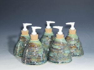Hand Thrown Pottery Liquid Soap Dispenser, Handmade Bathroom Ceramic Soap Holder, Rustic Hand Soap Pump, Dish Soap, Each