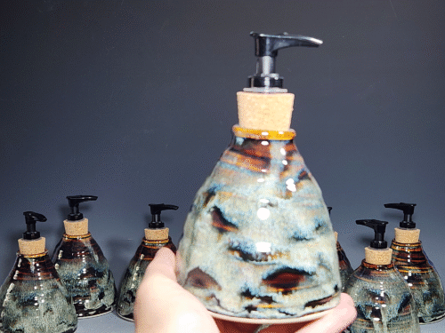 Hand Thrown Pottery Liquid Soap Dispenser, Handmade Bathroom Ceramic Soap Holder, Rustic Hand Soap Pump, Dish Soap, Each (Copy) - Image 8