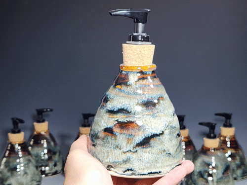 Hand Thrown Pottery Liquid Soap Dispenser, Handmade Bathroom Ceramic Soap Holder, Rustic Hand Soap Pump, Dish Soap, Each (Copy) - Image 7