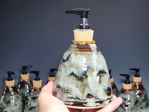 Hand Thrown Pottery Liquid Soap Dispenser, Handmade Bathroom Ceramic Soap Holder, Rustic Hand Soap Pump, Dish Soap, Each (Copy) - Image 5