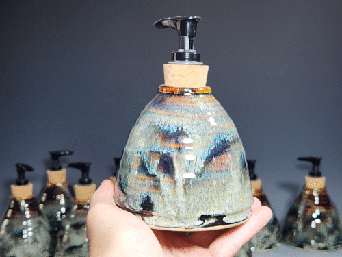 Hand Thrown Pottery Liquid Soap Dispenser, Handmade Bathroom Ceramic Soap Holder, Rustic Hand Soap Pump, Dish Soap, Each (Copy) - Image 4