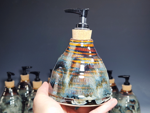 Hand Thrown Pottery Liquid Soap Dispenser, Handmade Bathroom Ceramic Soap Holder, Rustic Hand Soap Pump, Dish Soap, Each (Copy) - Image 3