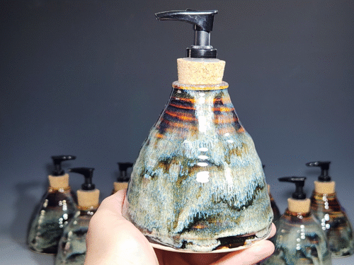 Hand Thrown Pottery Liquid Soap Dispenser, Handmade Bathroom Ceramic Soap Holder, Rustic Hand Soap Pump, Dish Soap, Each (Copy) - Image 2