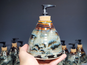 Hand Thrown Pottery Liquid Soap Dispenser, Handmade Bathroom Ceramic Soap Holder, Rustic Hand Soap Pump, Dish Soap, Each (Copy)