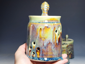Hand Thrown Ceramic Garlic Keeper, Handmade Pottery Kitchen Decor