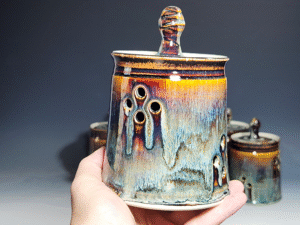 Hand Thrown Ceramic Garlic Keeper, Handmade Pottery Kitchen Decor