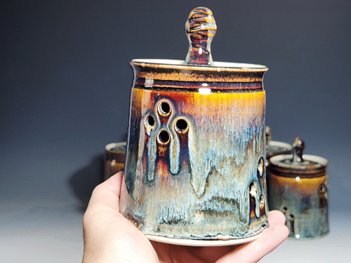 Hand Thrown Ceramic Garlic Keeper, Handmade Pottery Kitchen Decor