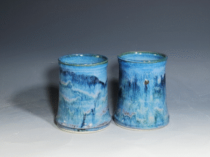 SECONDS SALE! Set of Two (2) Pottery Beer Pint Glasses, Beer Tankards, Ceramic Beer Steins, Ceramic Tumblers, Barware, Rustic