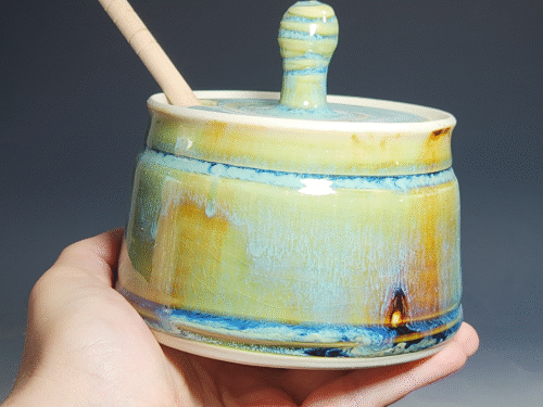 SECONDS SALE! Handmade Pottery Lidded Honey Jar - Image 2