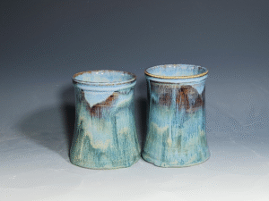 SECONDS SALE! Set of Two (2) Pottery Beer Pint Glasses, Beer Tankards, Ceramic Beer Steins, Ceramic Tumblers, Barware, Rustic
