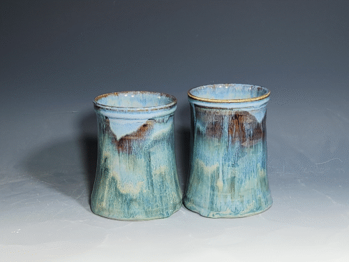 SECONDS SALE! Set of Two (2) Pottery Beer Pint Glasses, Beer Tankards, Ceramic Beer Steins, Ceramic Tumblers, Barware, Rustic