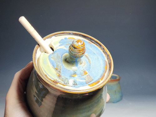 SECONDS SALE! Handmade Pottery Lidded Honey Jar - Image 7