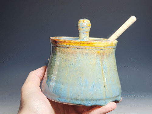 SECONDS SALE! Handmade Pottery Lidded Honey Jar - Image 3