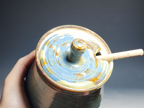 SECONDS SALE! Handmade Pottery Lidded Honey Jar - Image 4