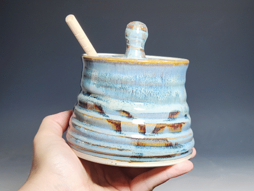 SECONDS SALE! Handmade Pottery Lidded Honey Jar - Image 3