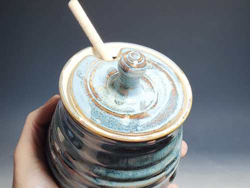 SECONDS SALE! Handmade Pottery Lidded Honey Jar - Image 4