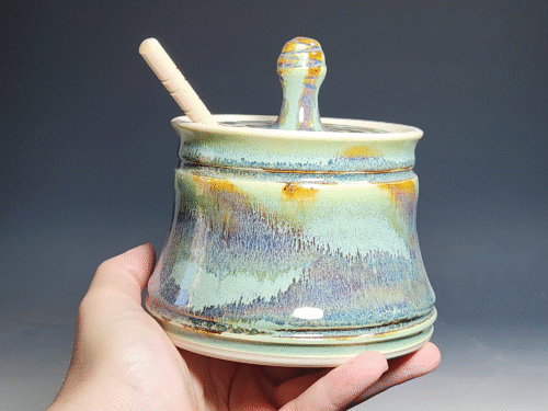 SECONDS SALE! Handmade Pottery Lidded Honey Jar - Image 2