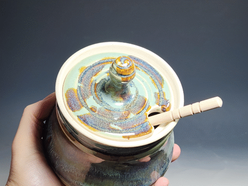 SECONDS SALE! Handmade Pottery Lidded Honey Jar - Image 5