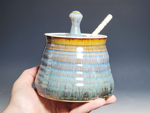 SECONDS SALE! Handmade Pottery Lidded Honey Jar