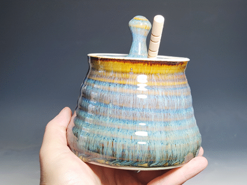SECONDS SALE! Handmade Pottery Lidded Honey Jar - Image 2