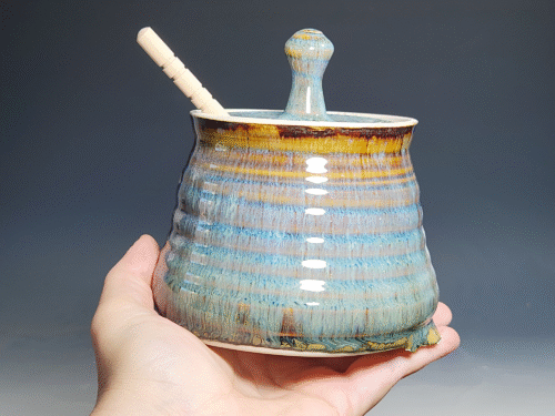 SECONDS SALE! Handmade Pottery Lidded Honey Jar - Image 3