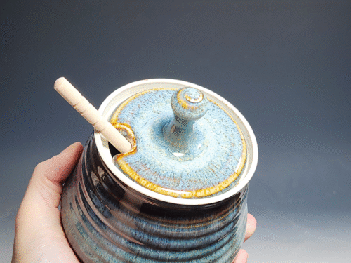 SECONDS SALE! Handmade Pottery Lidded Honey Jar - Image 4