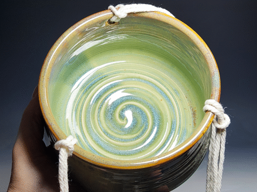 SECONDS SALE! Hand-thrown Pottery Hanging Planter, Indoor, No Drainage - Image 4