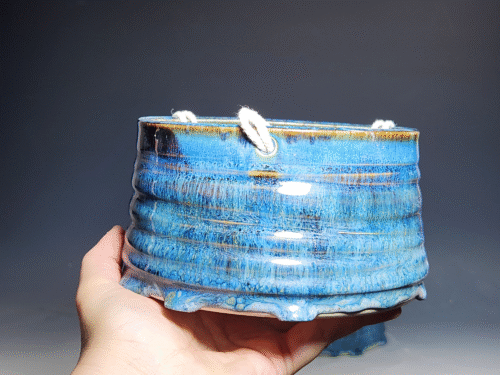 SECONDS SALE! Outdoor Hand-thrown Pottery Hanging Planter, With Drainage - Image 6