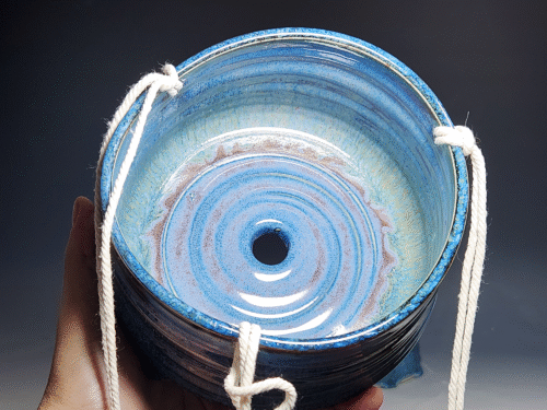 SECONDS SALE! Outdoor Hand-thrown Pottery Hanging Planter, With Drainage - Image 5