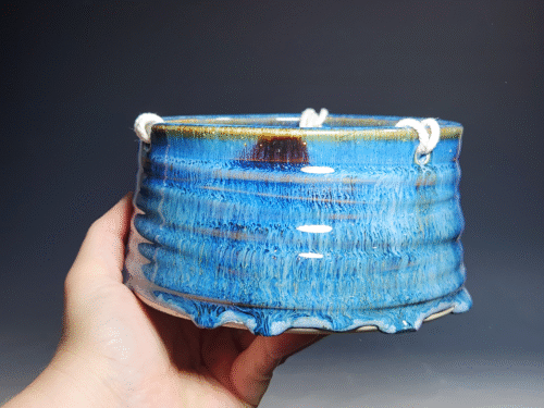 SECONDS SALE! Outdoor Hand-thrown Pottery Hanging Planter, With Drainage - Image 4