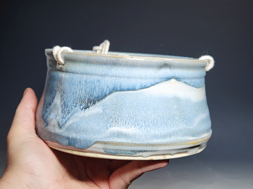 SECONDS SALE! Outdoor Hand-thrown Pottery Hanging Planter, With Drainage - Image 4
