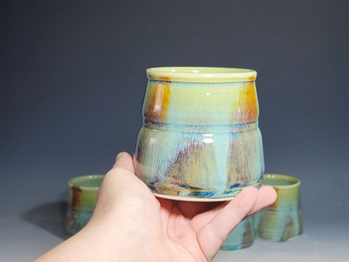 Set of Two (2) Hand Thrown Pottery Wine Cups - Image 3