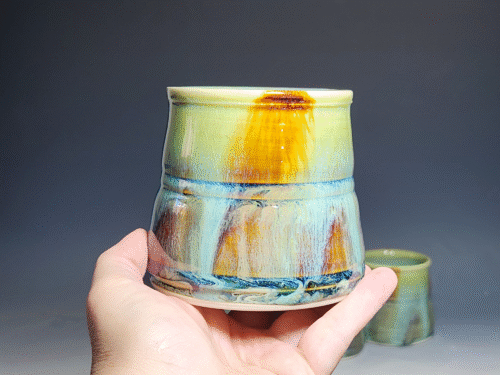 Set of Two (2) Hand Thrown Pottery Wine Cups