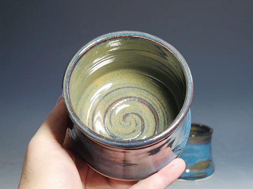 Set of Two (2) Hand Thrown Pottery Wine Cups - Image 4